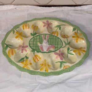 RARE Like new Bella Casa by Ganz easter rabbit deviled eggs Platter tray